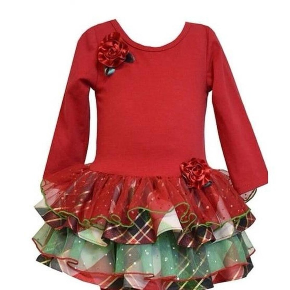 Bonnie Jean red 2T Christmas dress with ruffled skirt - Picture 6 of 6